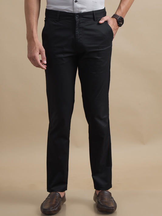  Jetsetter Shiny Finish Black Trouser Regular