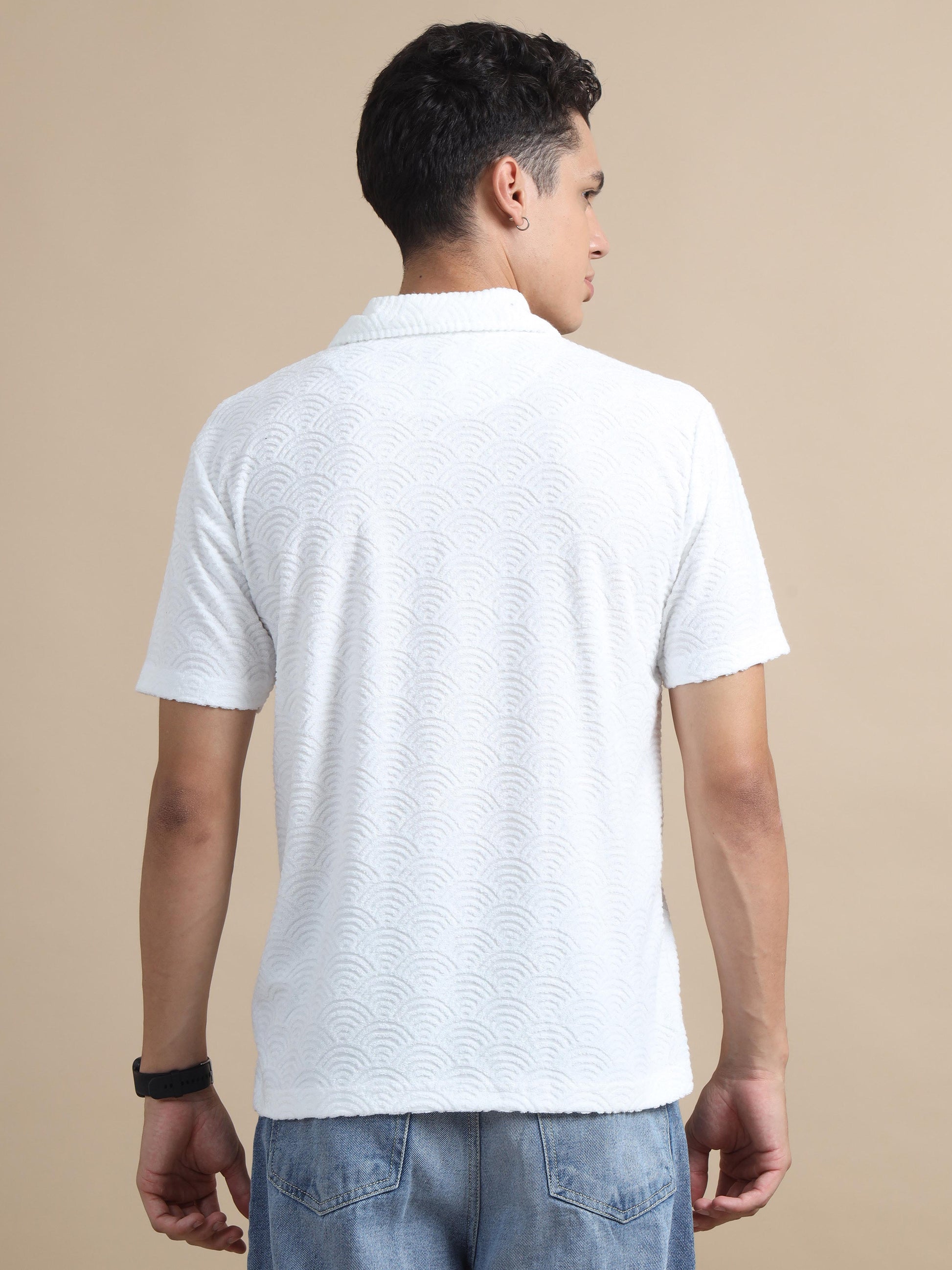 Threaded Touch White Polo Shirts For Men