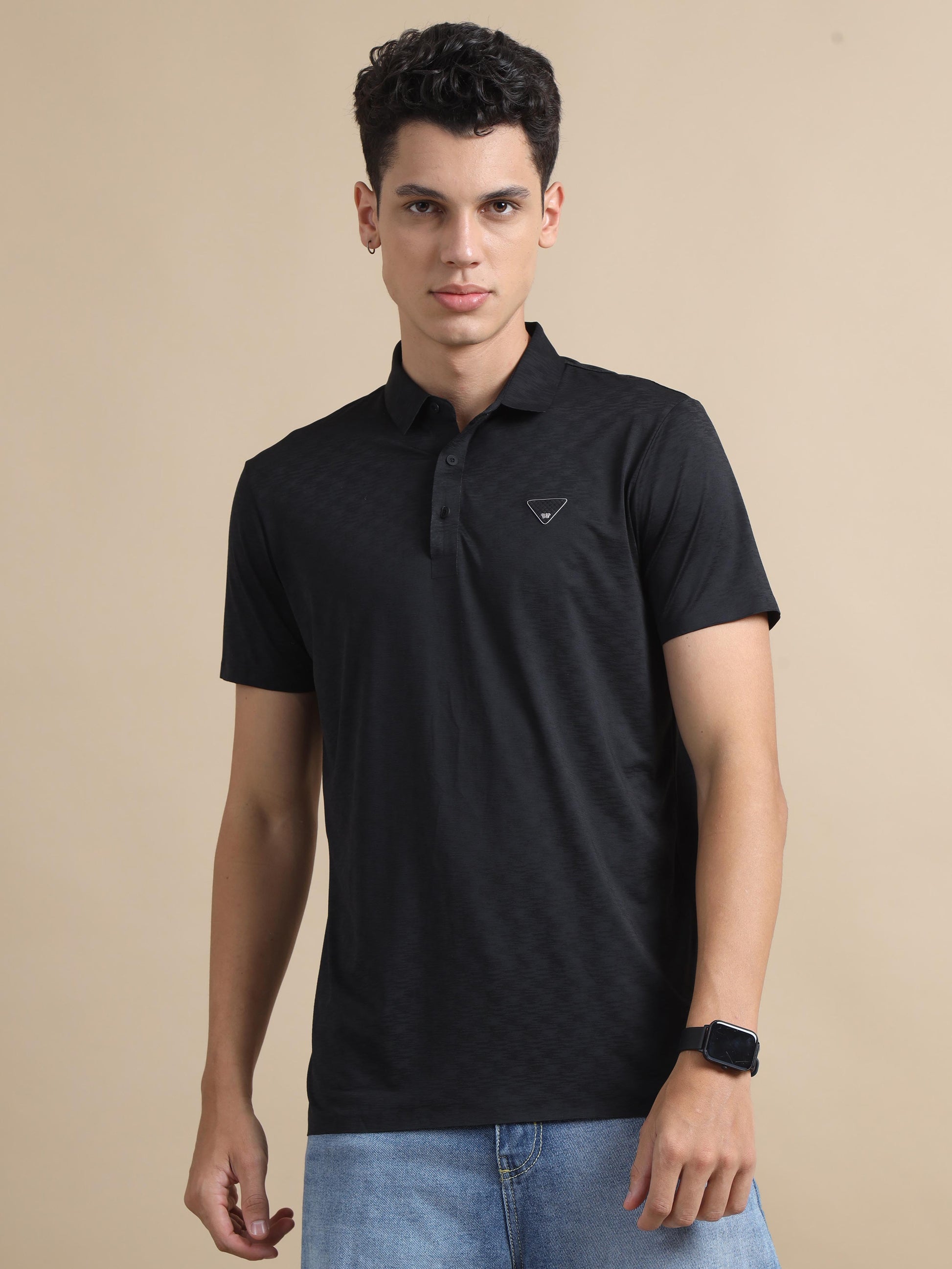  Flexi Comfort Black Polo Neck Shirt Mens 