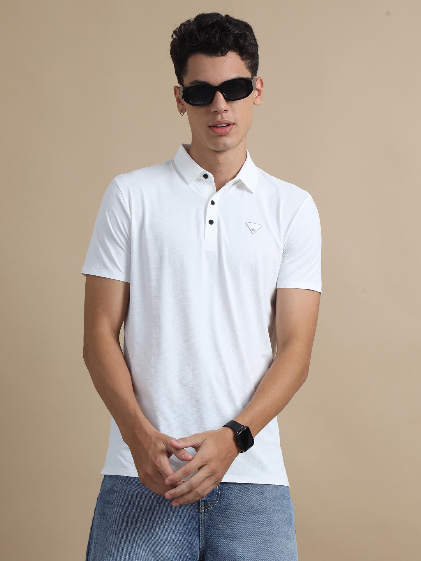 Flexi Comfort White Seamless Polo Shirt For Men 