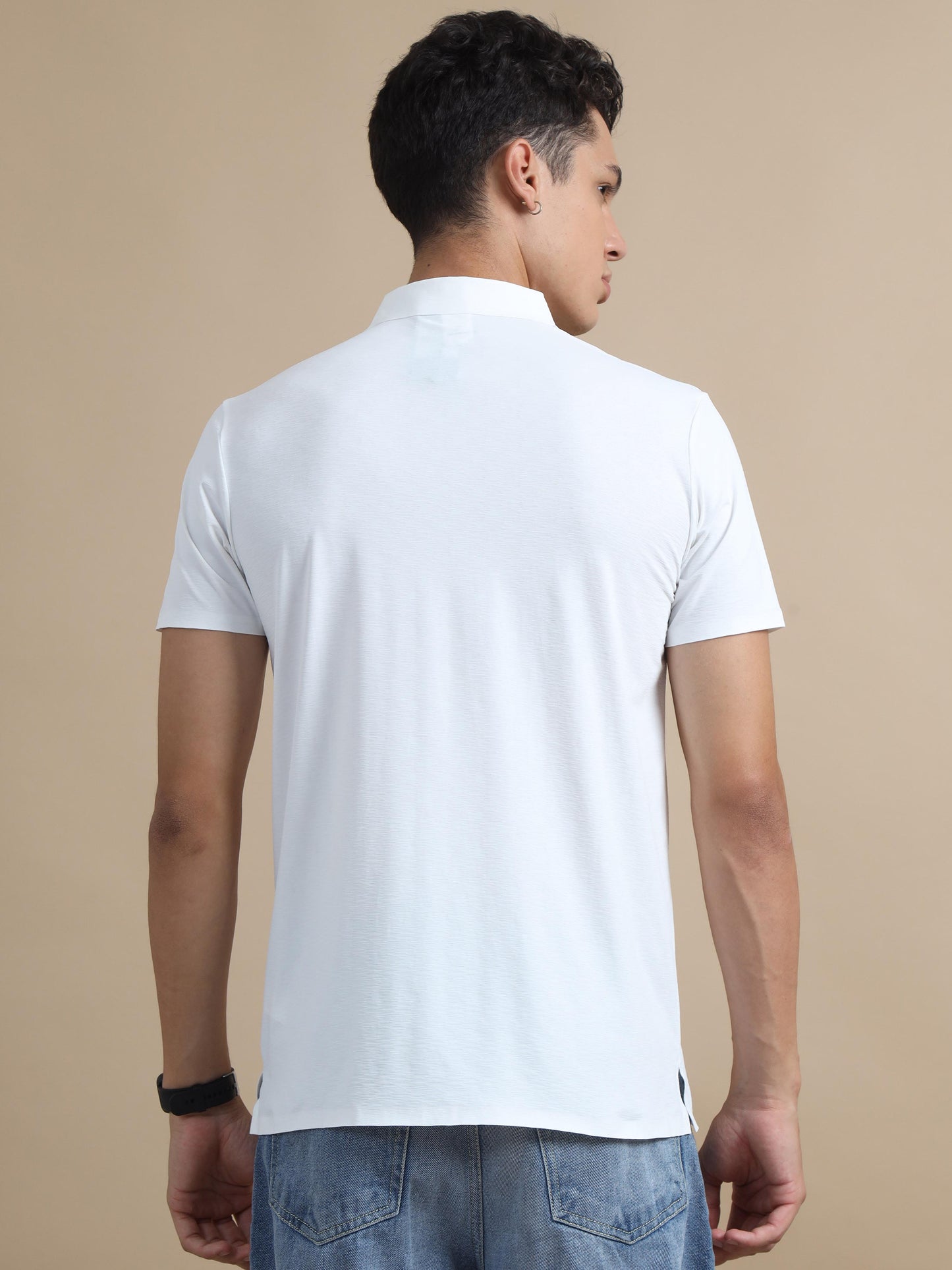 Flexi Comfort White Seamless Polo Shirt For Men 