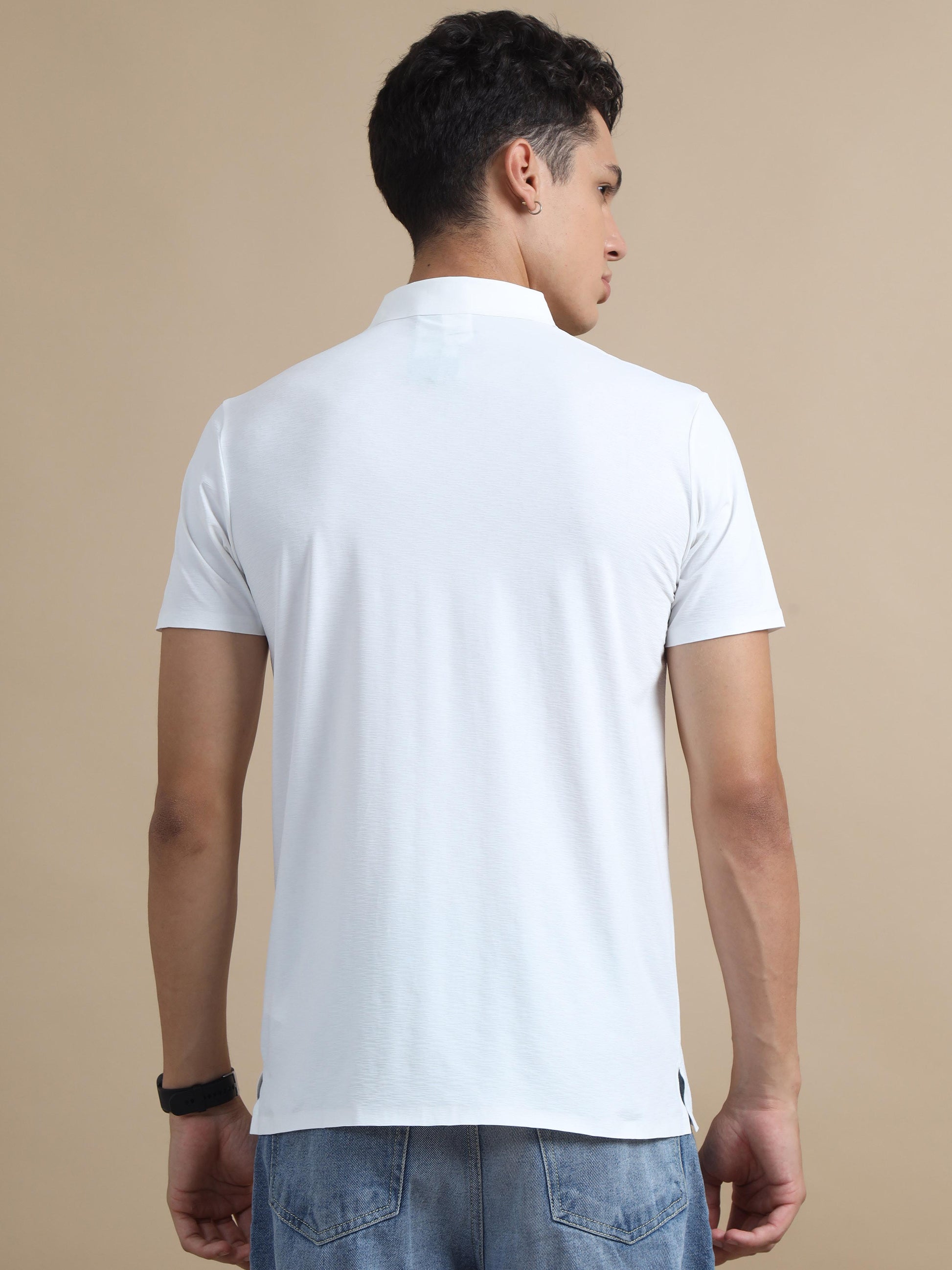 Flexi Comfort White Seamless Polo Shirt For Men 