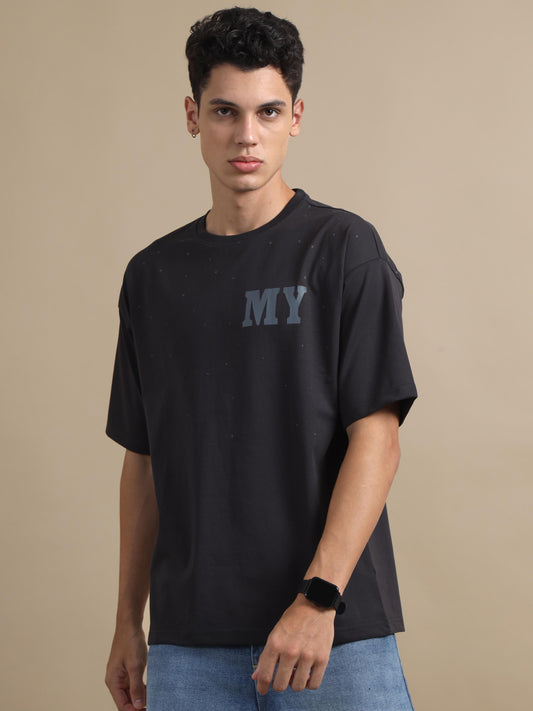 Dark Grey Oversized Mens Drop Shoulder T Shirt 