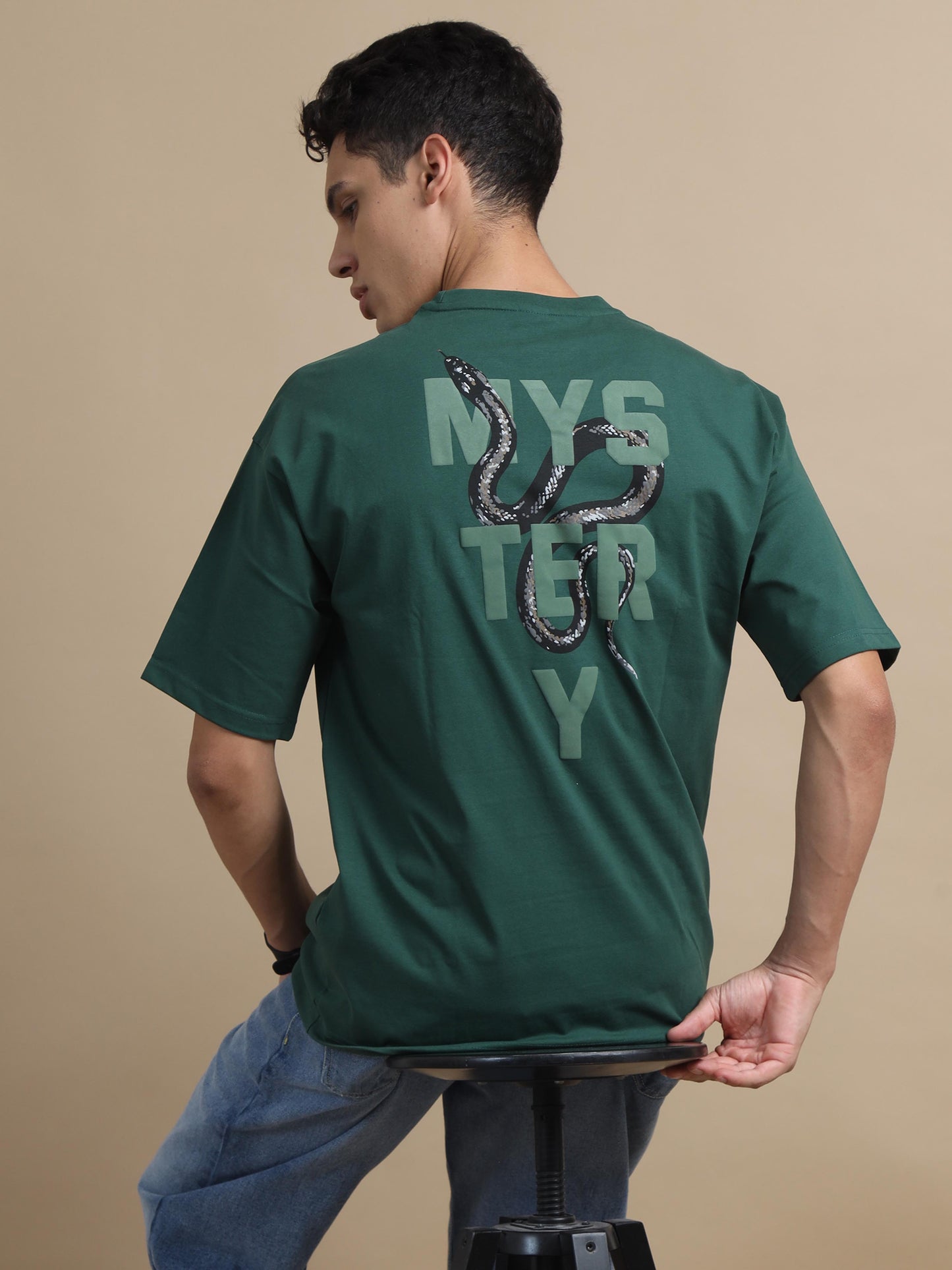 Puff Green Oversized Drop Shoulder T Shirt Men 