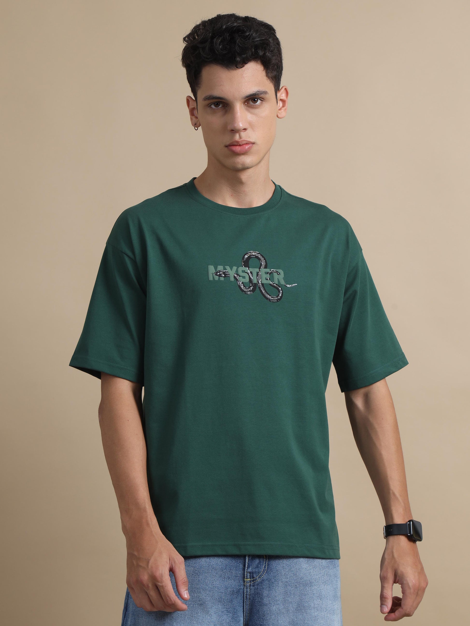 Puff Green Oversized Drop Shoulder T Shirt Men 