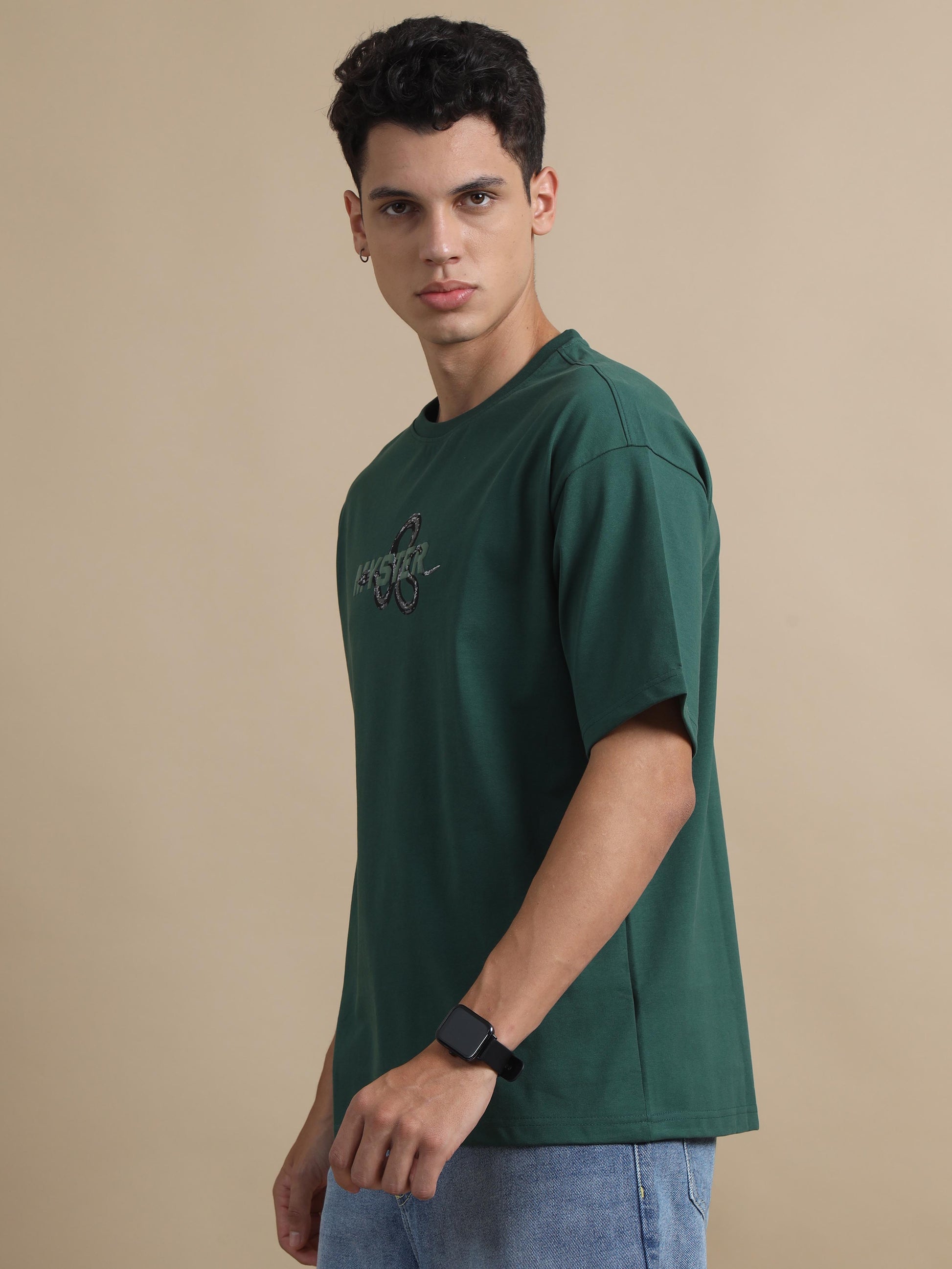 Puff Green Oversized Drop Shoulder T Shirt Men 