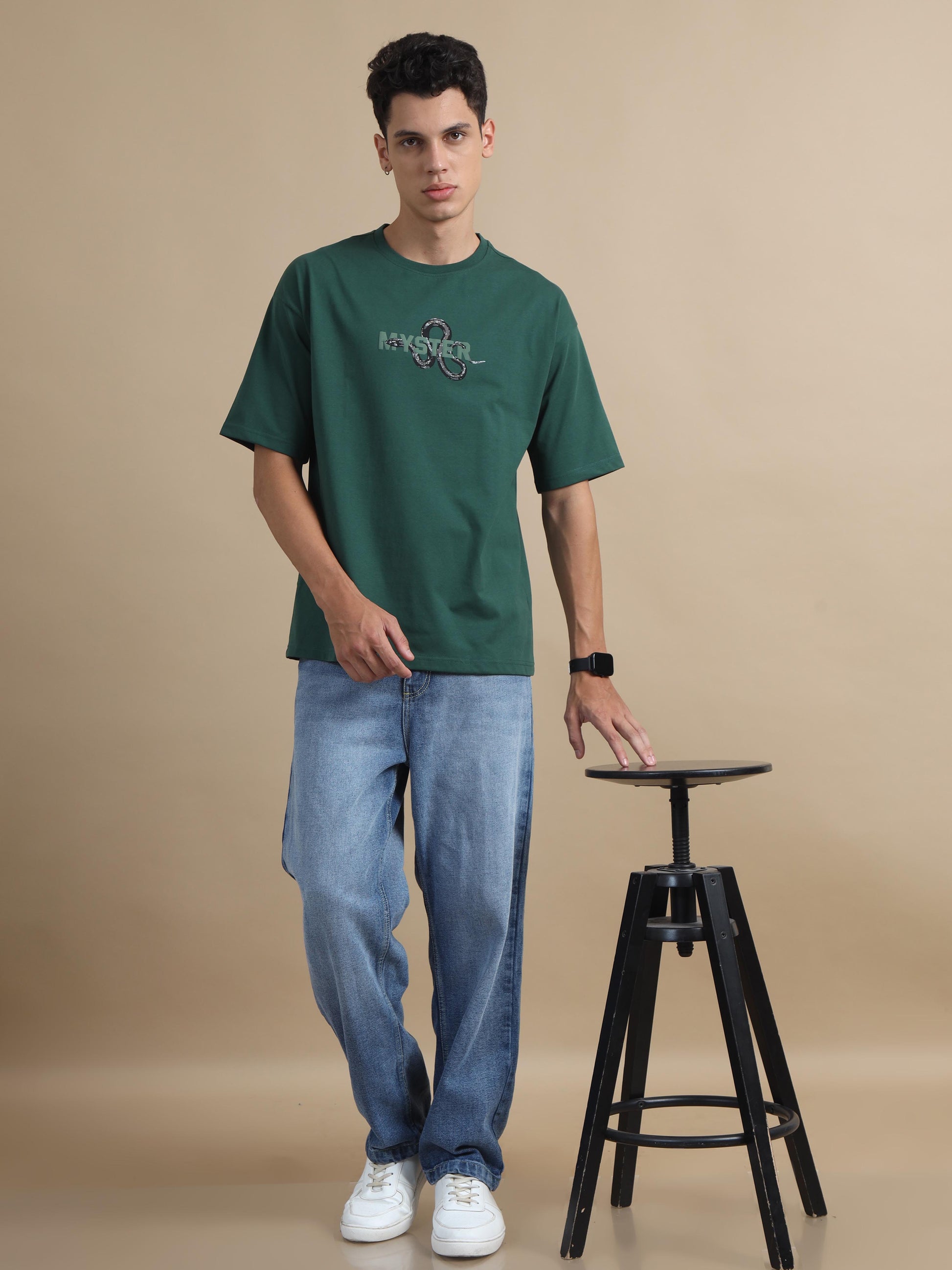 Puff Green Oversized Drop Shoulder T Shirt Men 