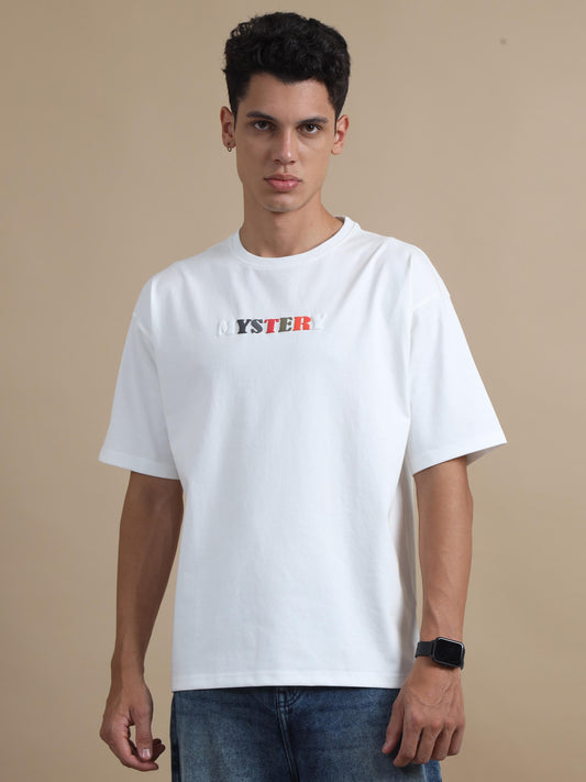 PuffBomb White Oversized Drop Shoulder T Shirt