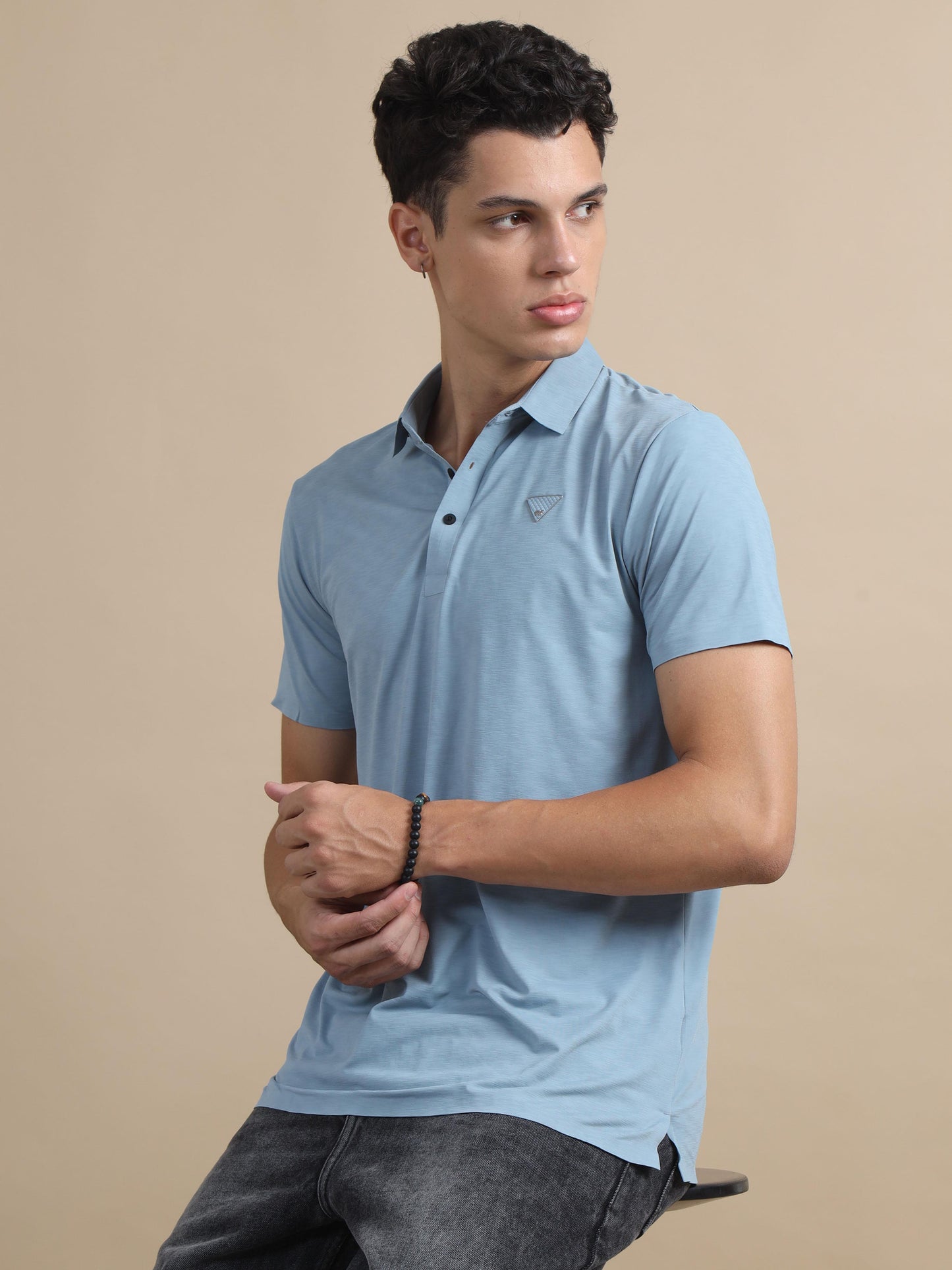 Flex comfort Light Blue Polo Neck T Shirt Men 