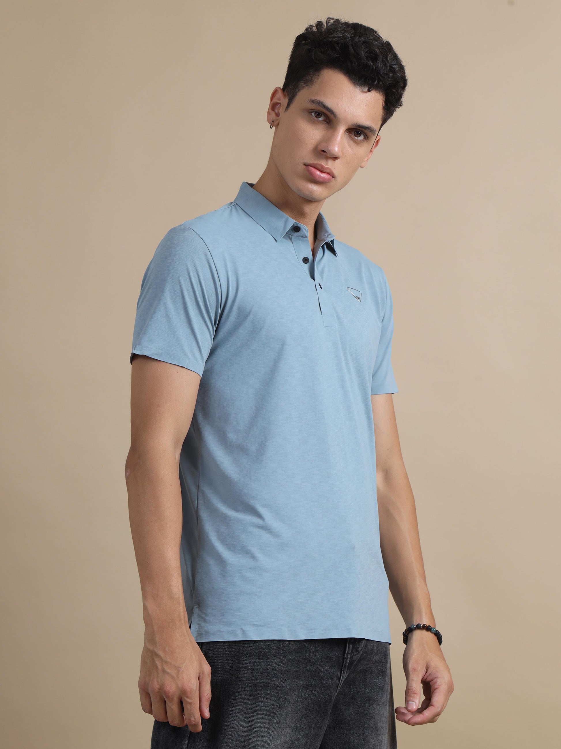 Flex comfort Light Blue Polo Neck T Shirt Men 