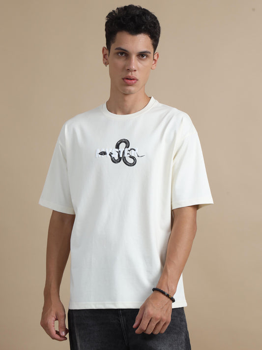 Puff Bomb Off White Crew Neck T Shirt For Men 