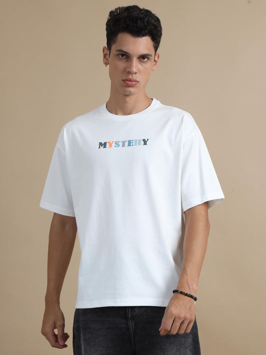 Puffbomb White Mens Drop Shoulder T Shirt 