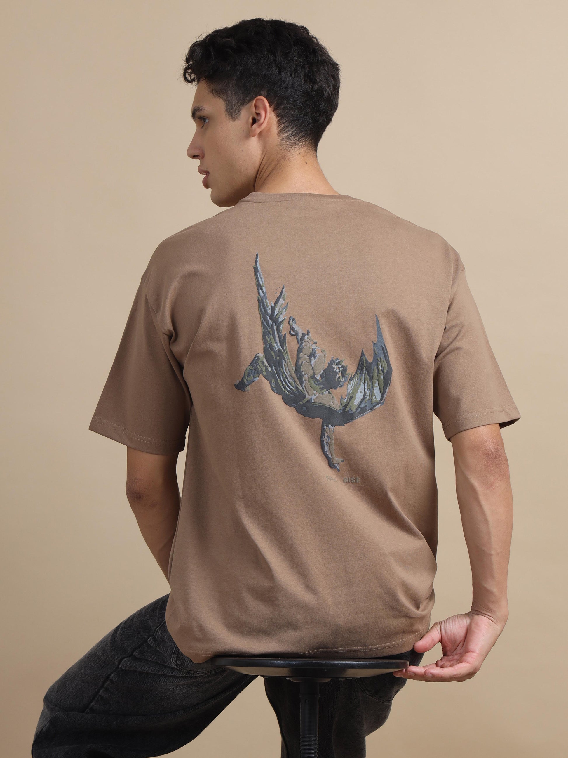 Puffbomb Oversized Brown T Shirt For Men