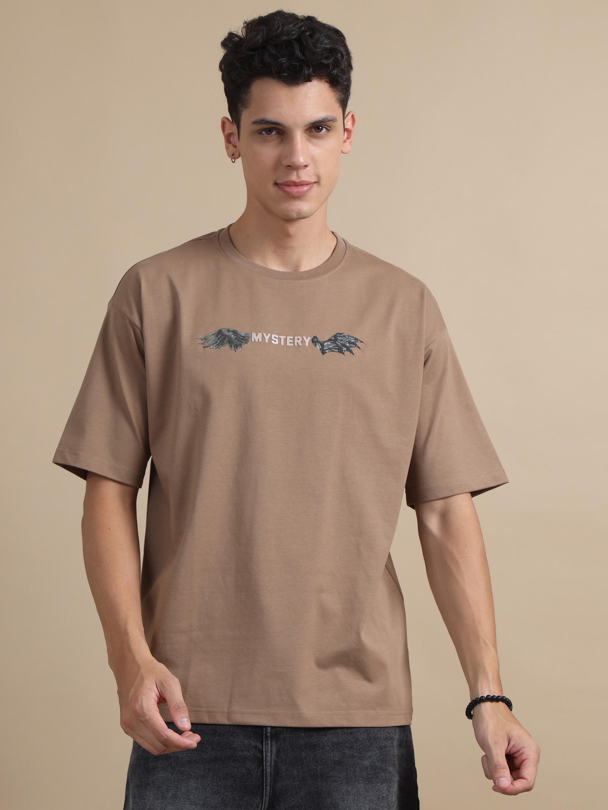 Puffbomb Oversized Brown T Shirt For Men