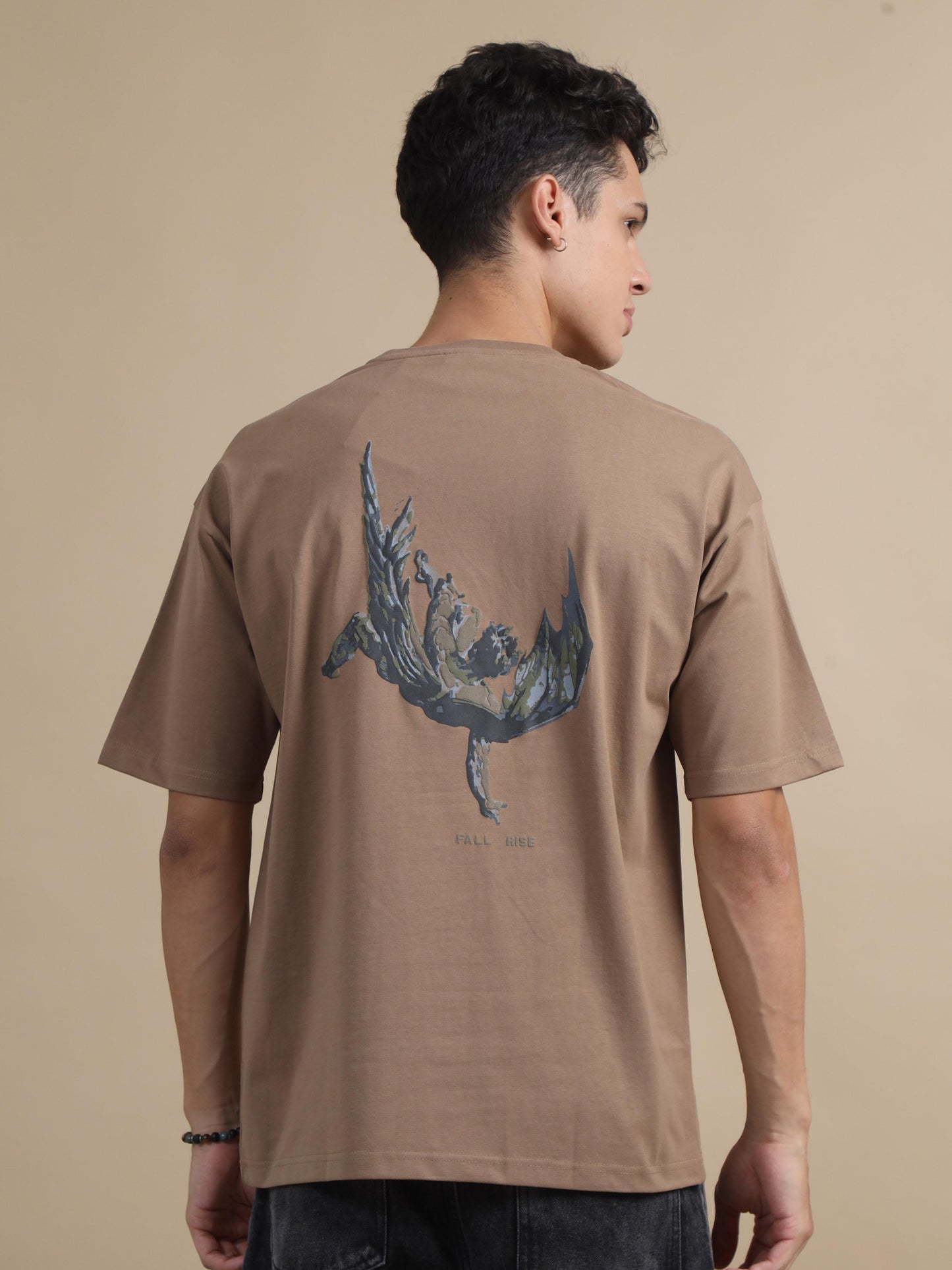 Puffbomb Oversized Brown T Shirt For Men