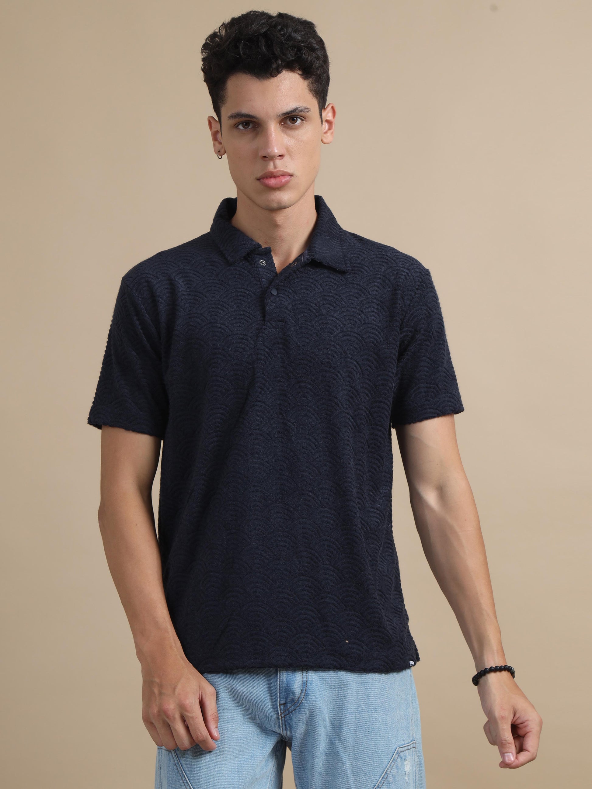 ThreadedTouch Navy Blue Polo T-shirt For Men 