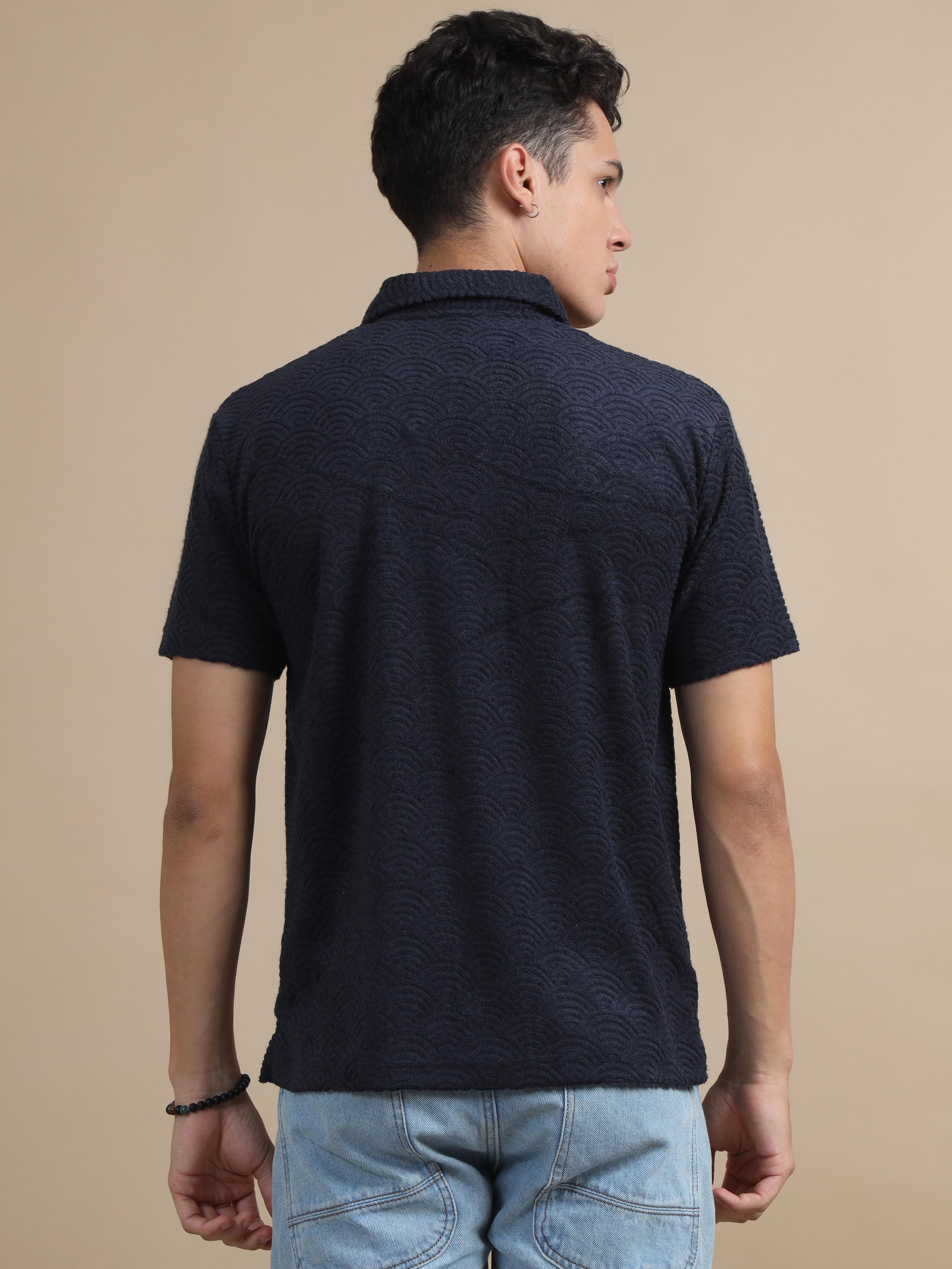 ThreadedTouch Navy Blue Polo T-shirt For Men 