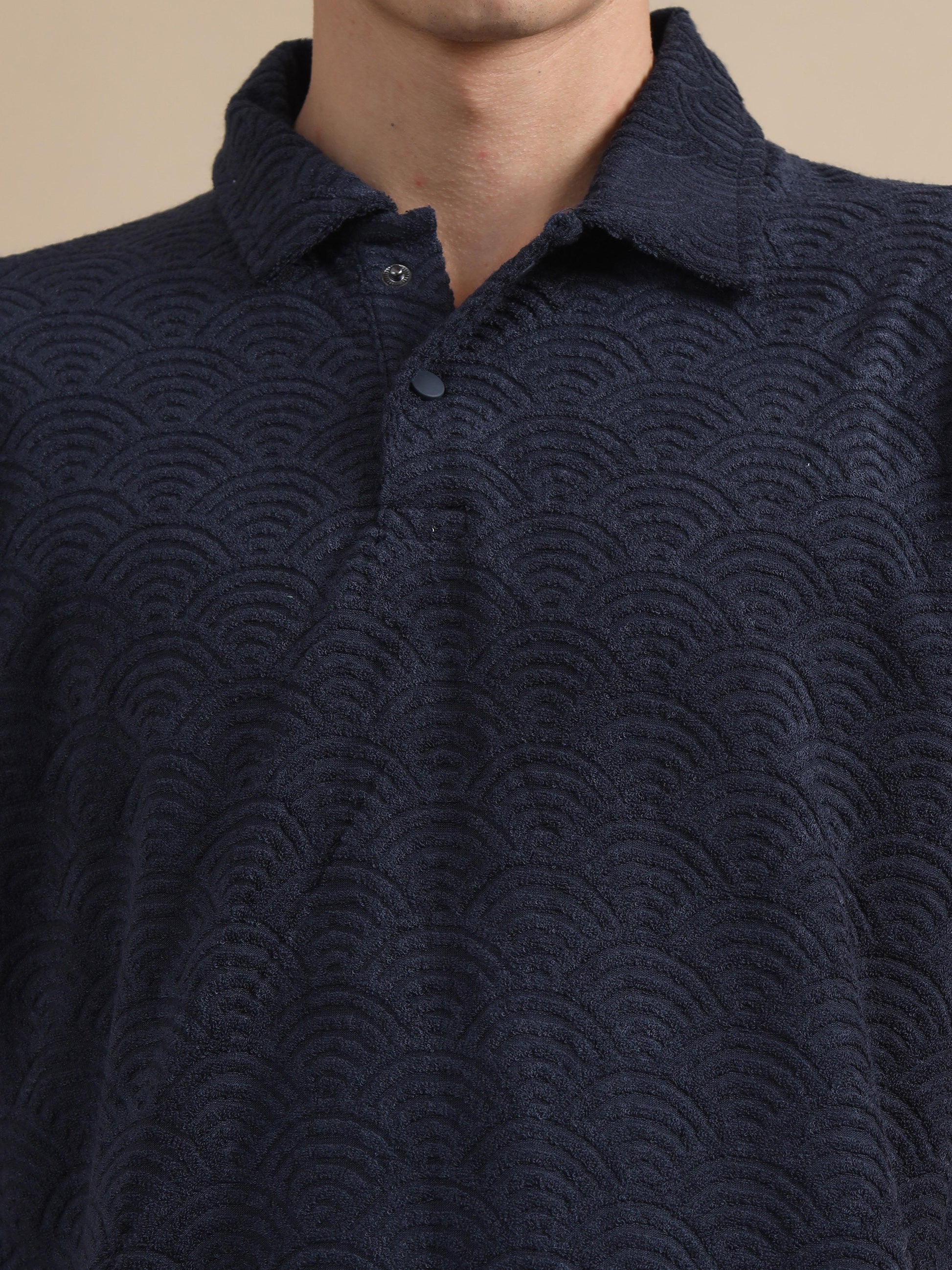 ThreadedTouch Navy Blue Polo T-shirt For Men 