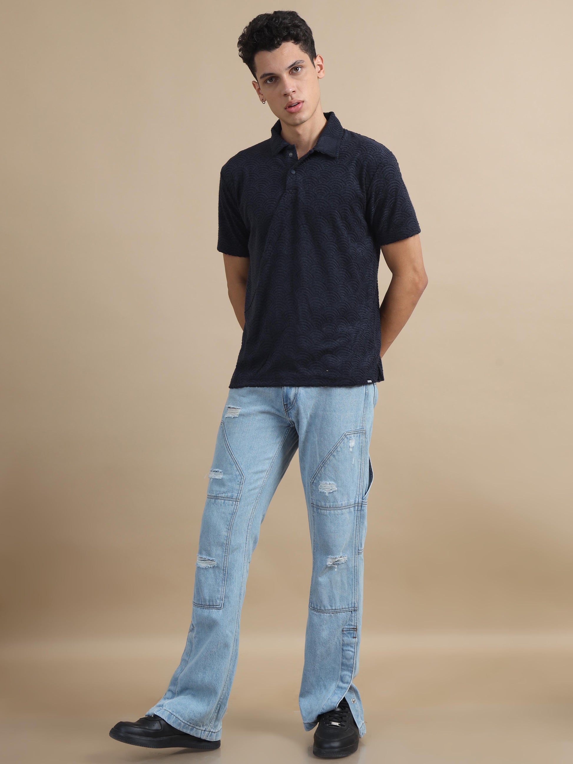 ThreadedTouch Navy Blue Polo T-shirt For Men 