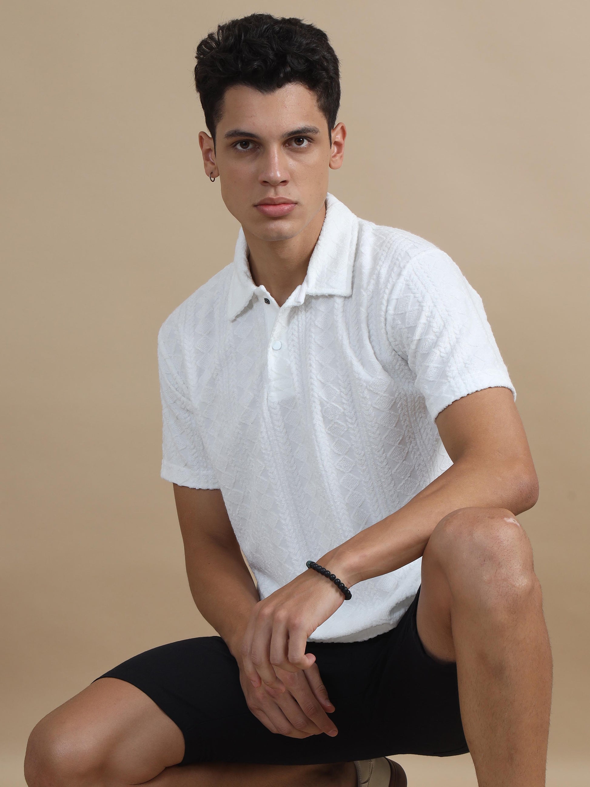 Diamond White Polo T-shirt for Men 