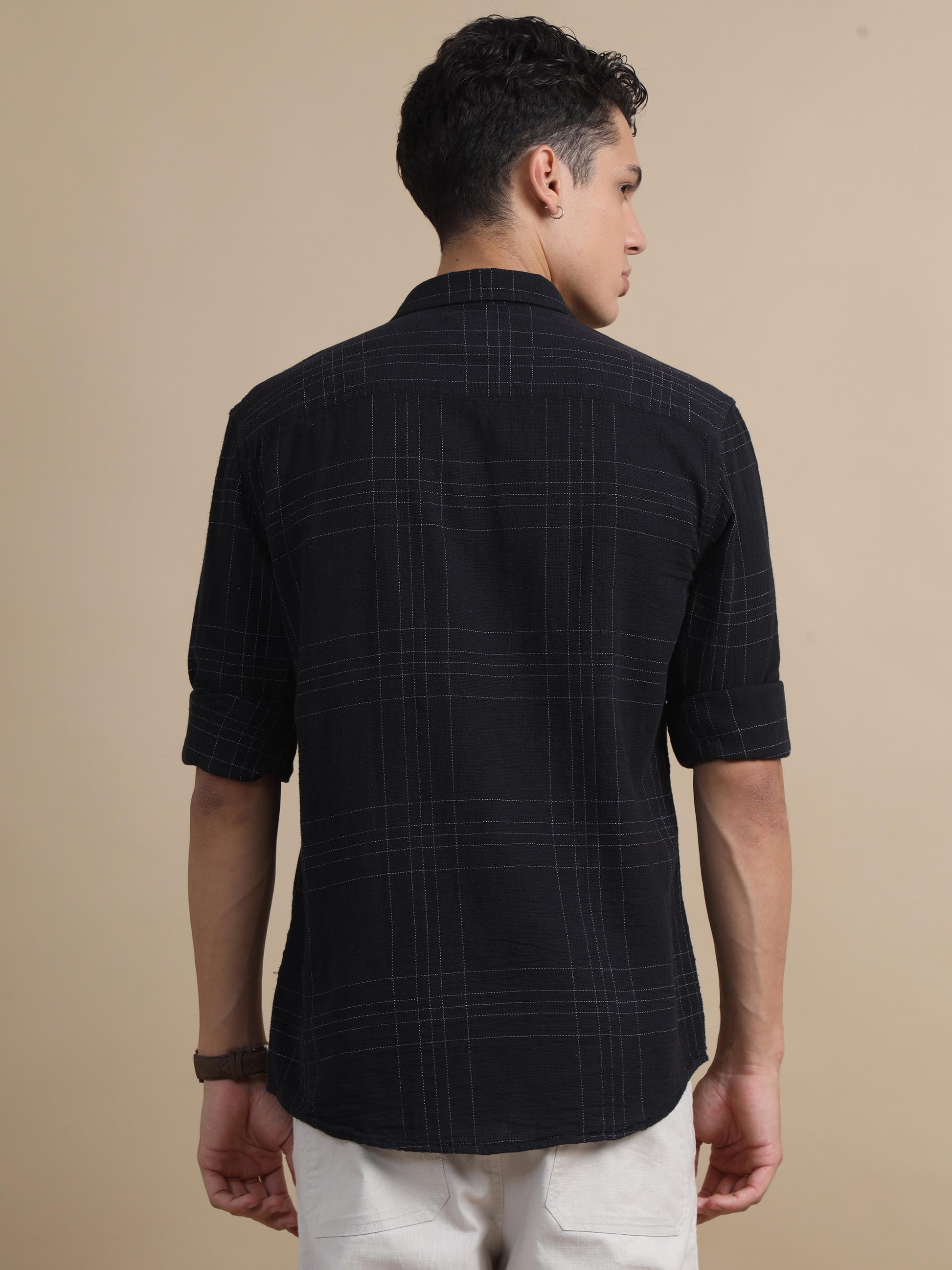 Gridgalore Black Checks Shirt For Men 