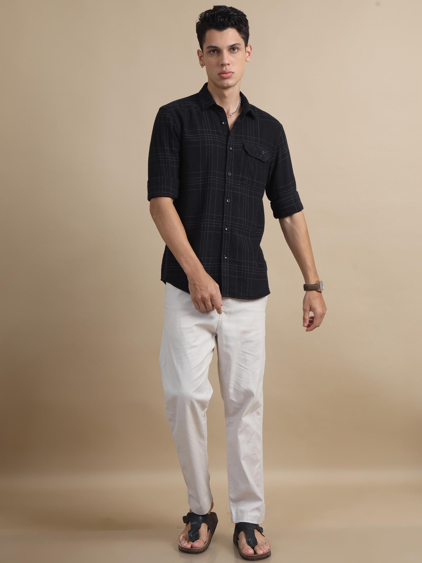 Gridgalore Black Checks Shirt For Men 