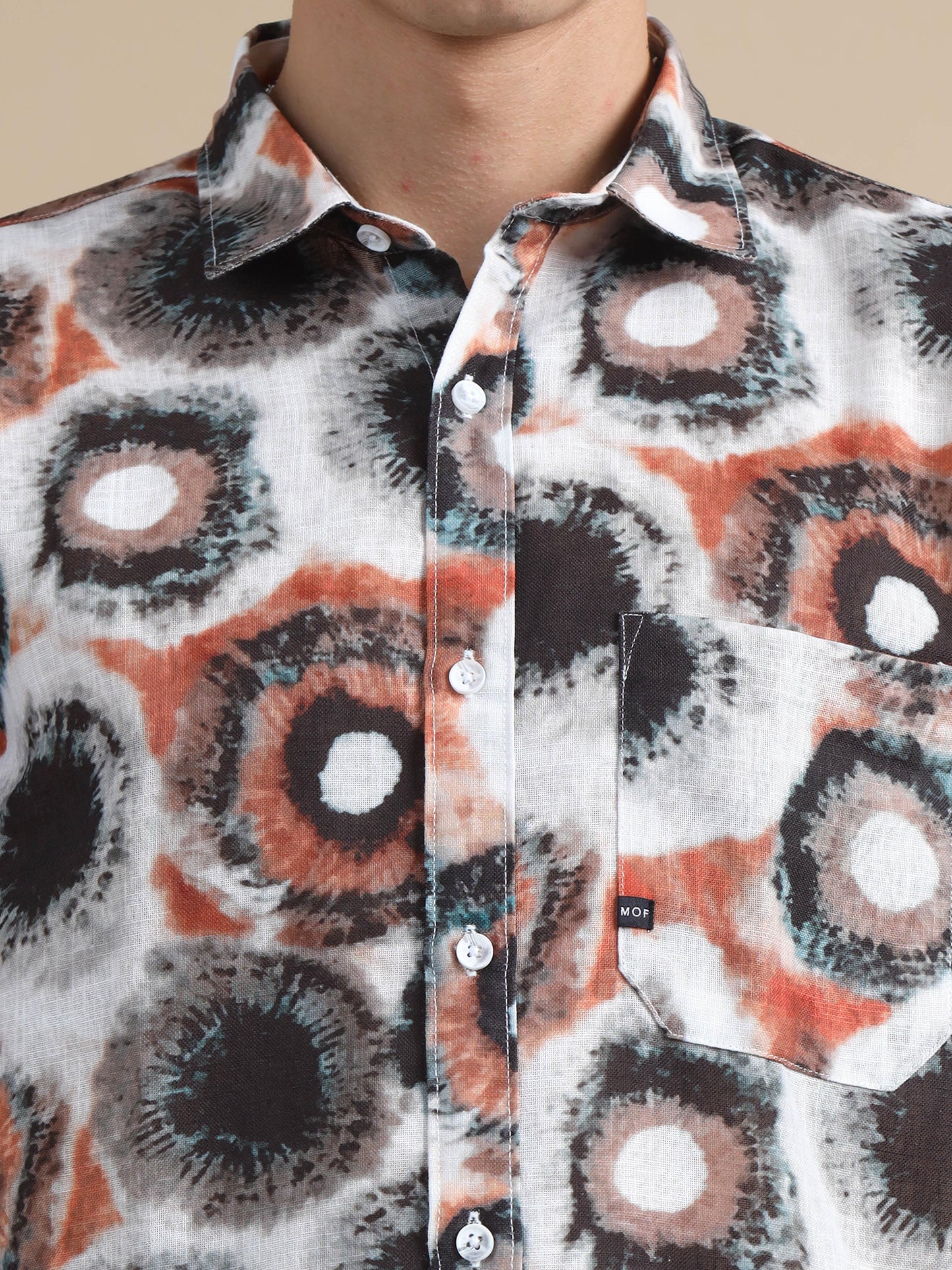 Tessellate Orange Black Printed Shirt For Men 