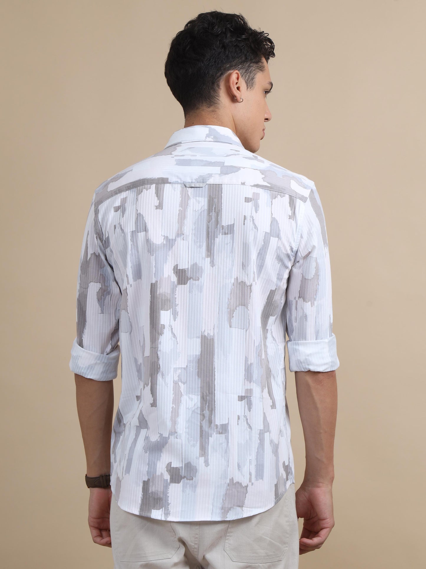  Textura Off White Printed Shirt for men