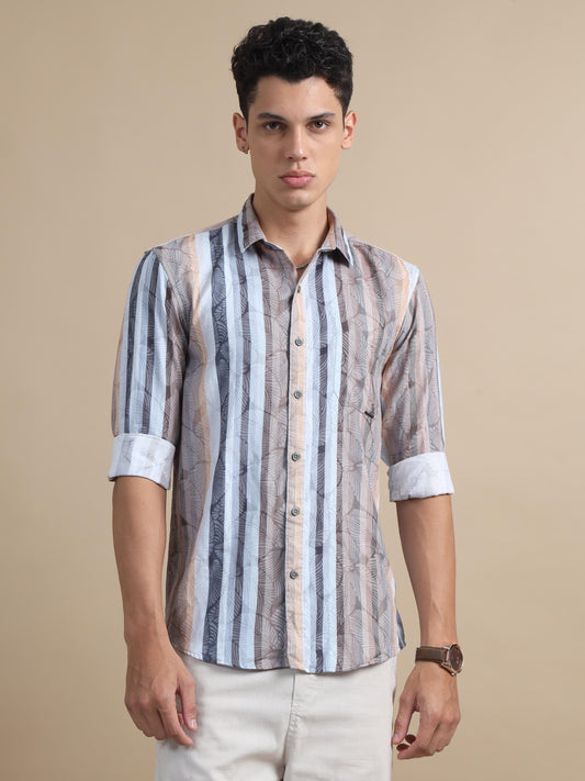 Striporama Orange And Blue Stripe Shirt For Men 