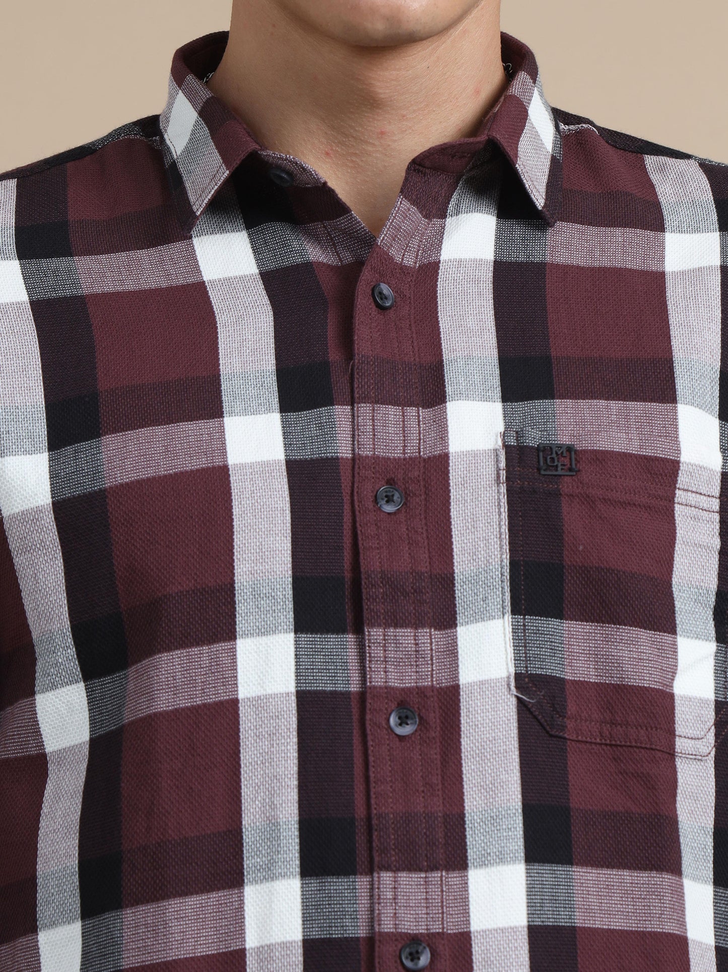 Plaidify Maroon Check Shirt for Men