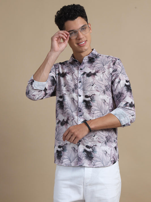 Bloomistry Pink Floral Shirt For Men 