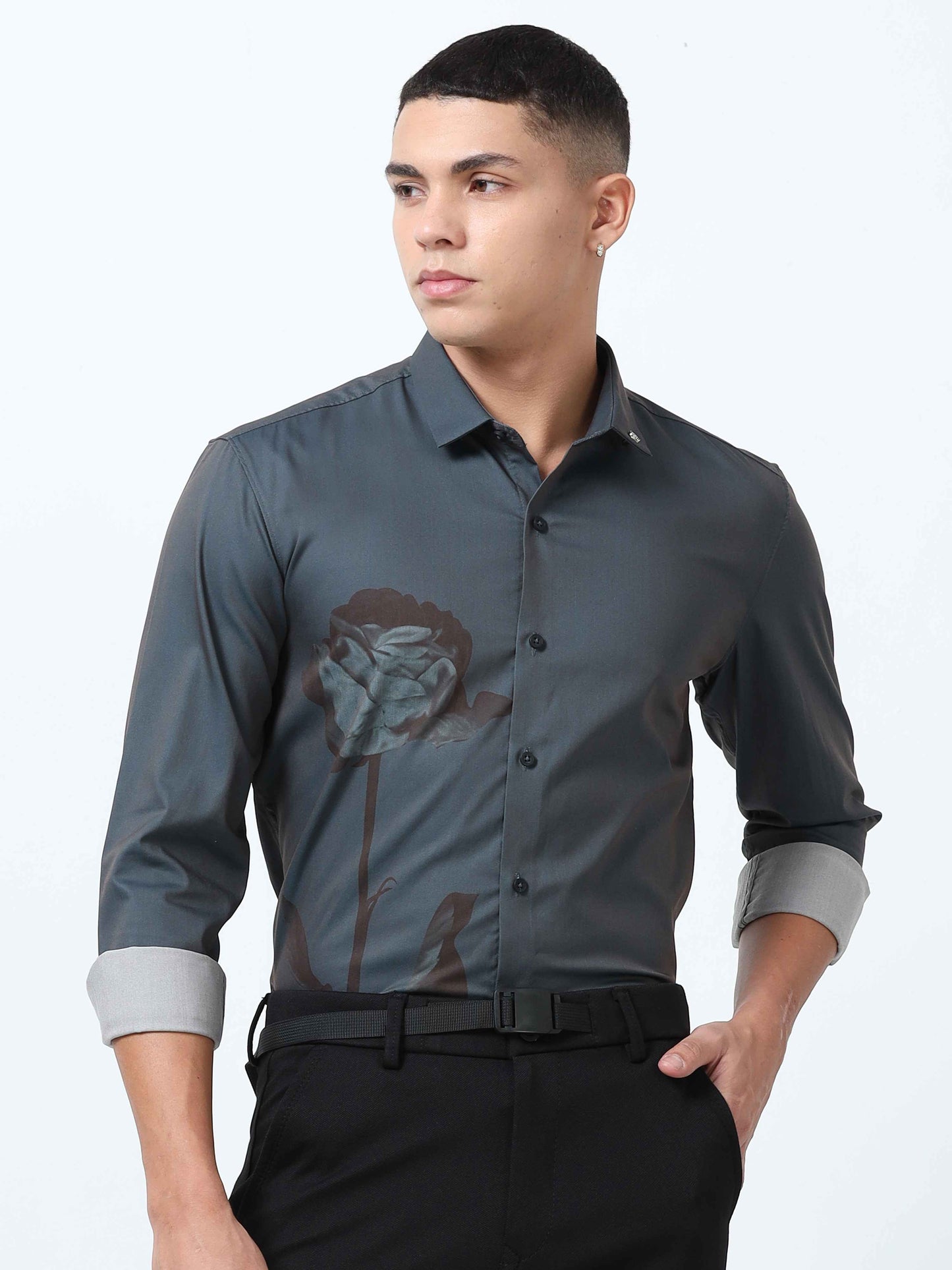 Men Shuttle Grey Printed shirt