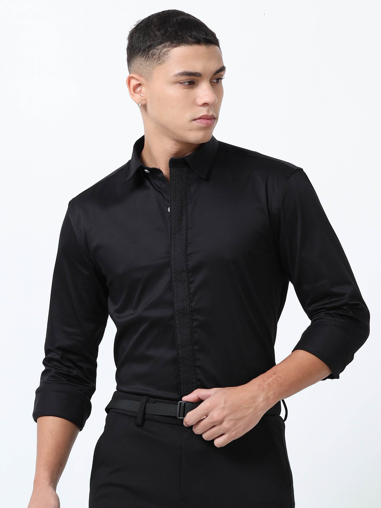 Trendy Black Mens solid shirts 