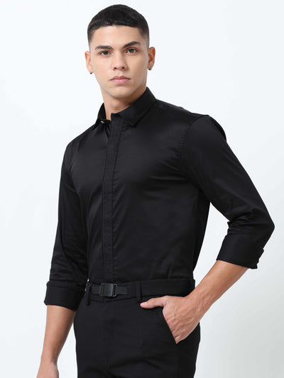 Trendy Black Mens solid shirts 