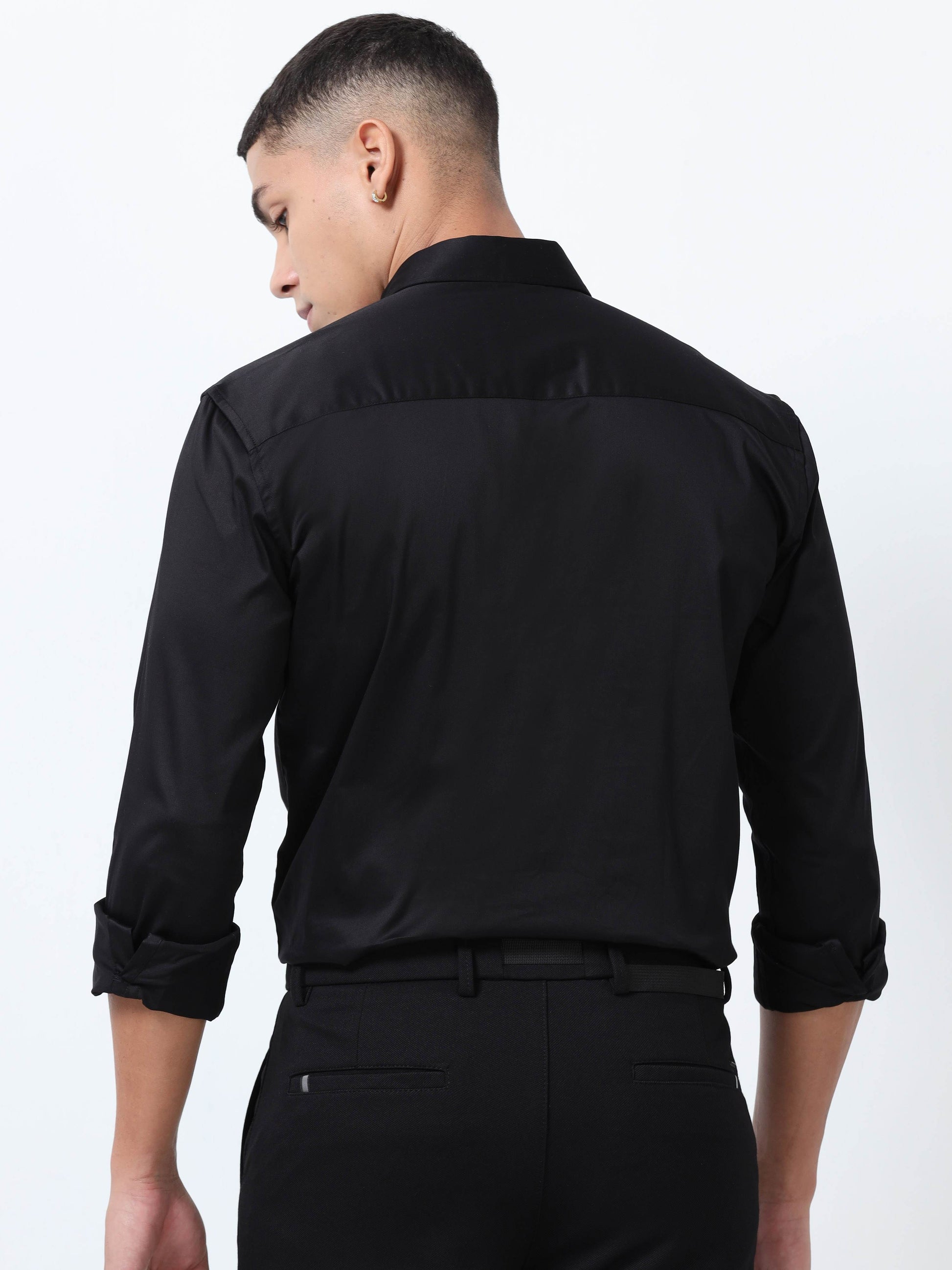 Trendy Black Mens solid shirts 