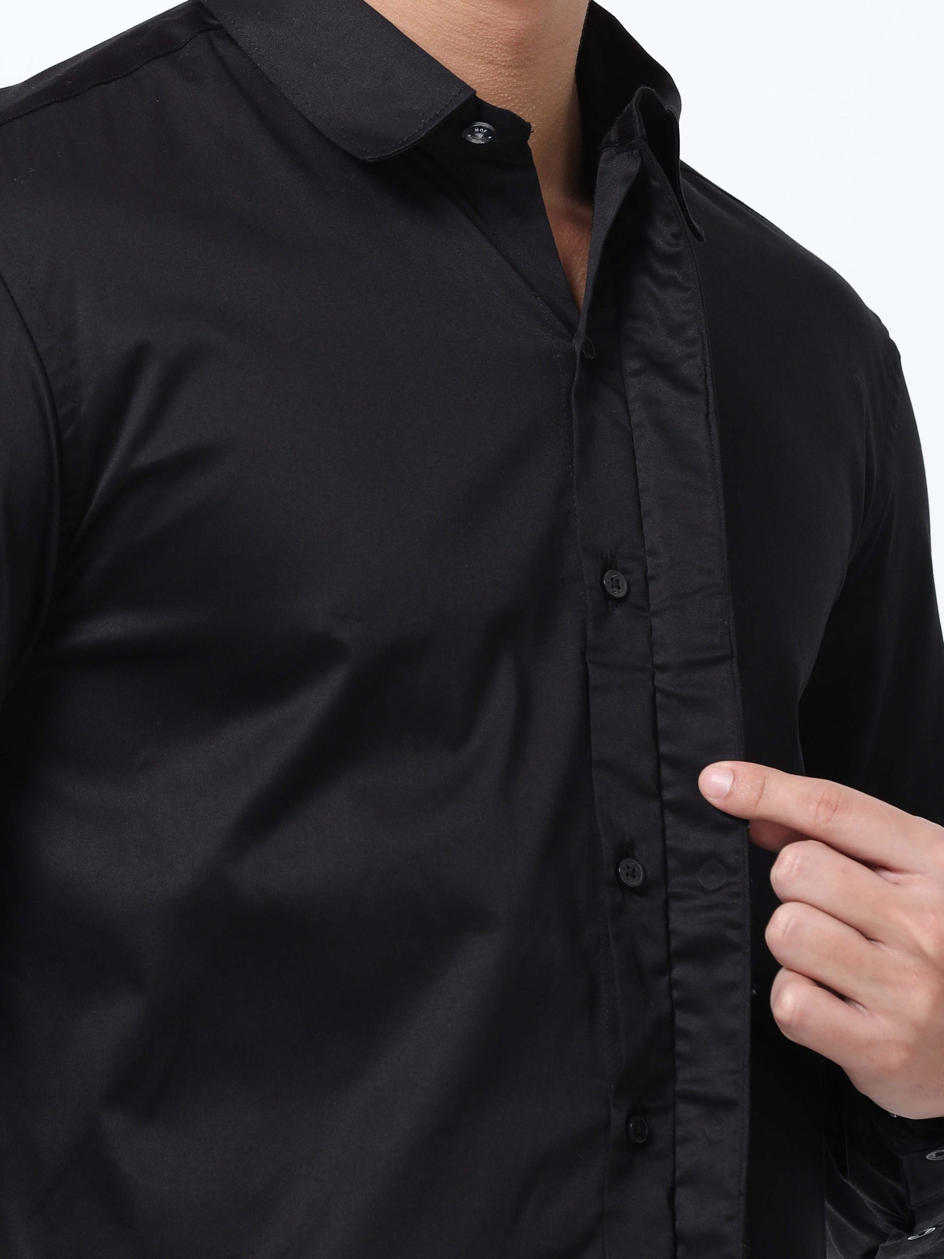 Trendy Black Mens solid shirts 