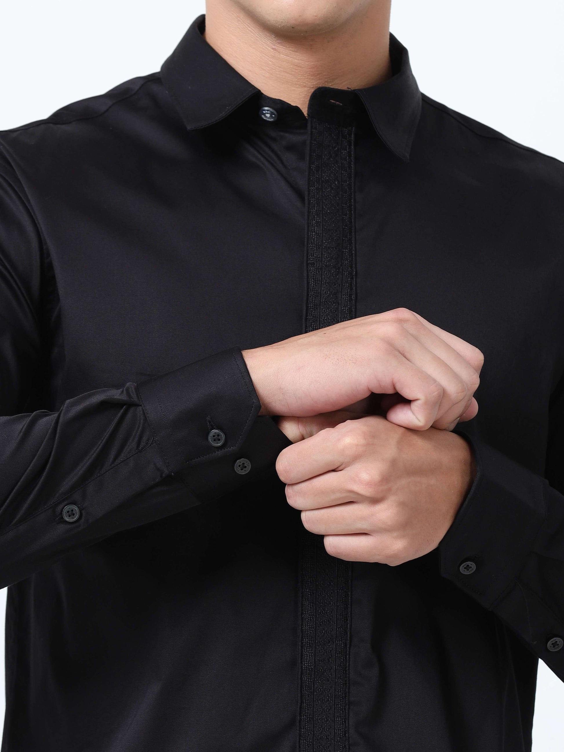 Trendy Black Mens solid shirts 