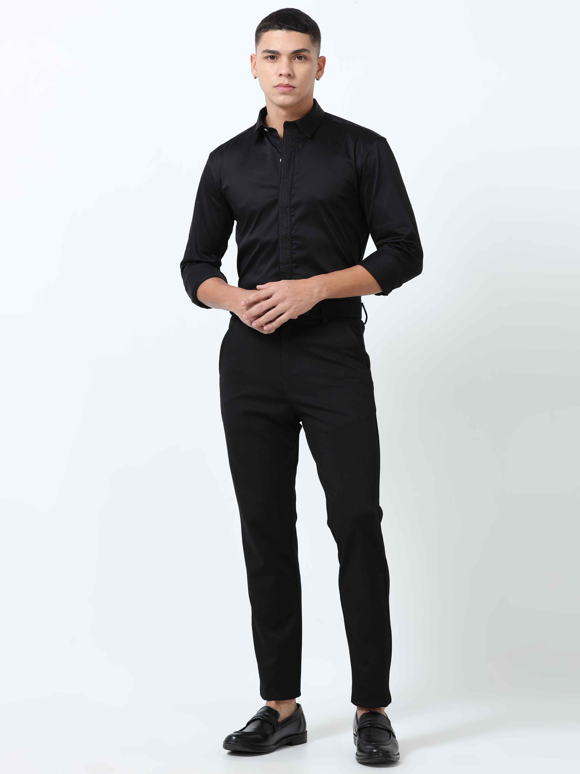 Trendy Black Mens solid shirts 