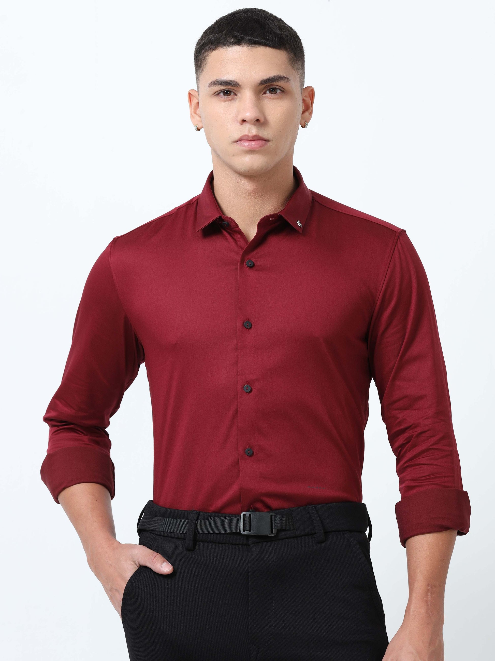 Falu Red solid shirts for Men