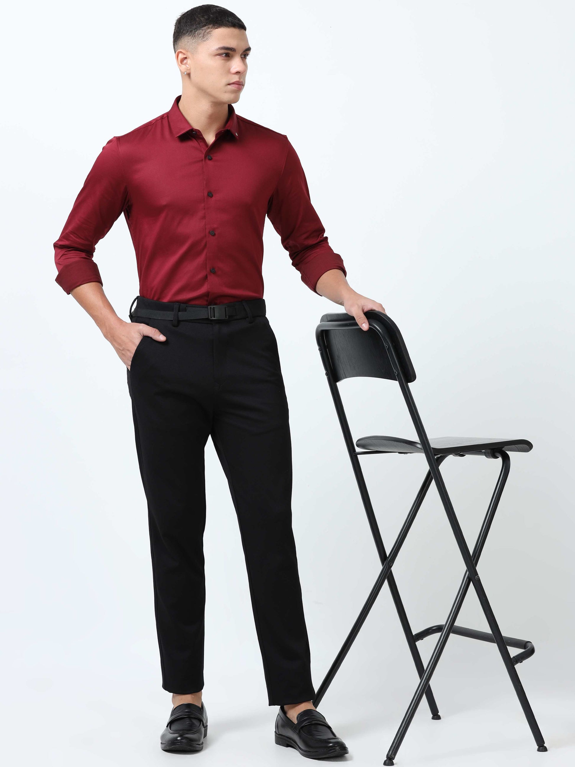 Falu Red solid shirts for Men