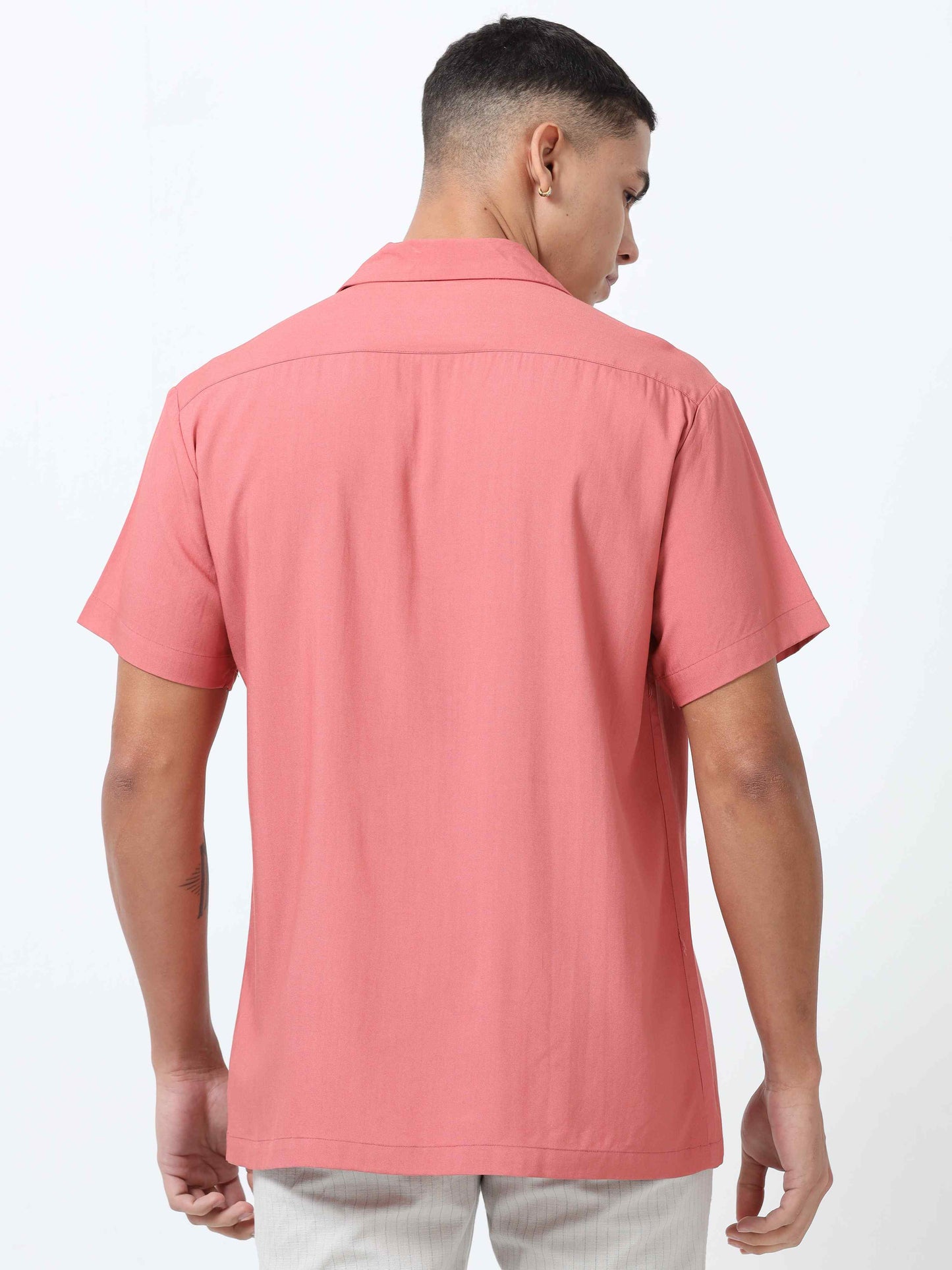 Men Peachy Pink printed shirt