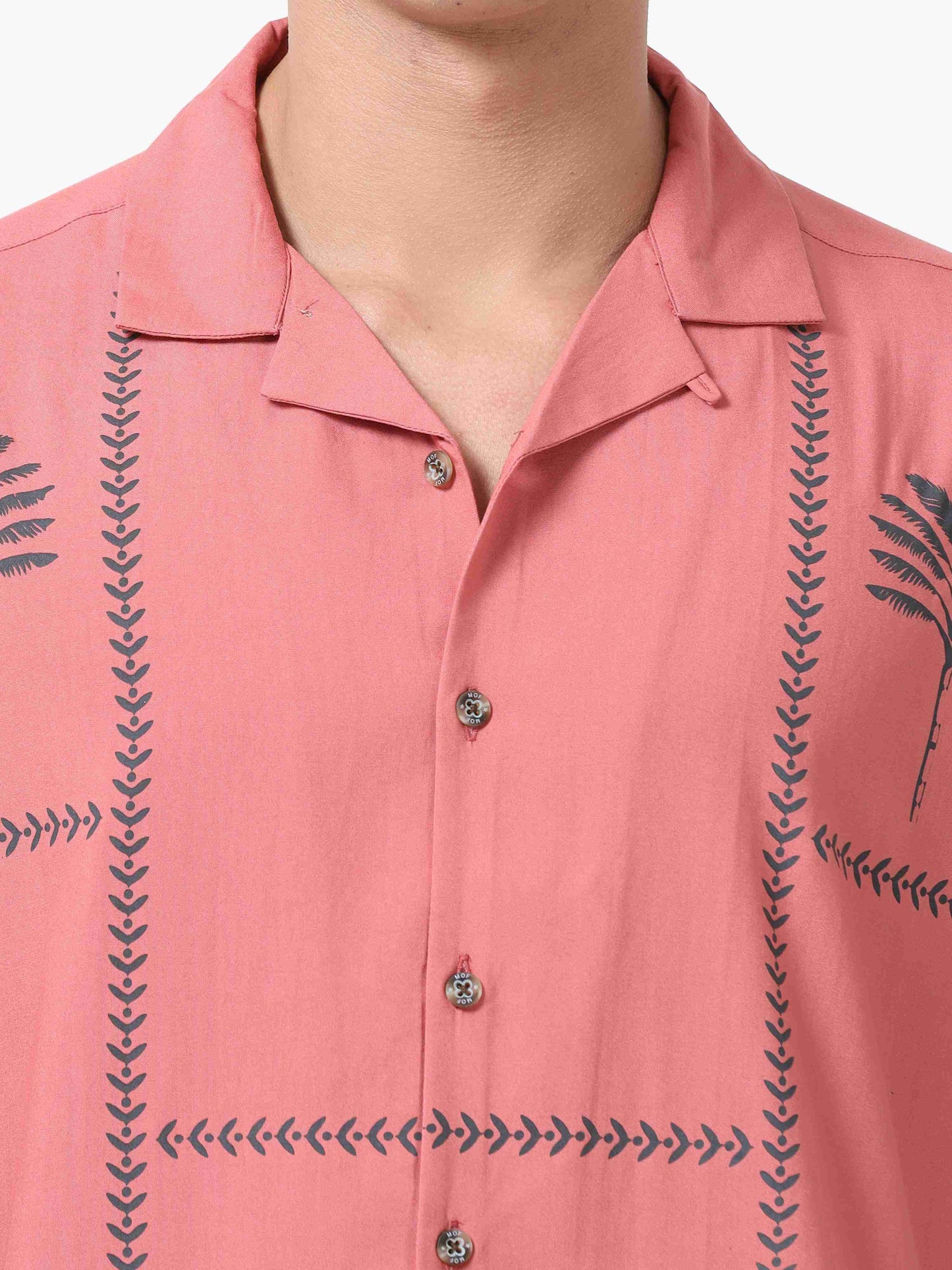 Men Peachy Pink printed shirt