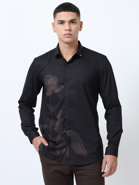 Mens black Printed Shirt