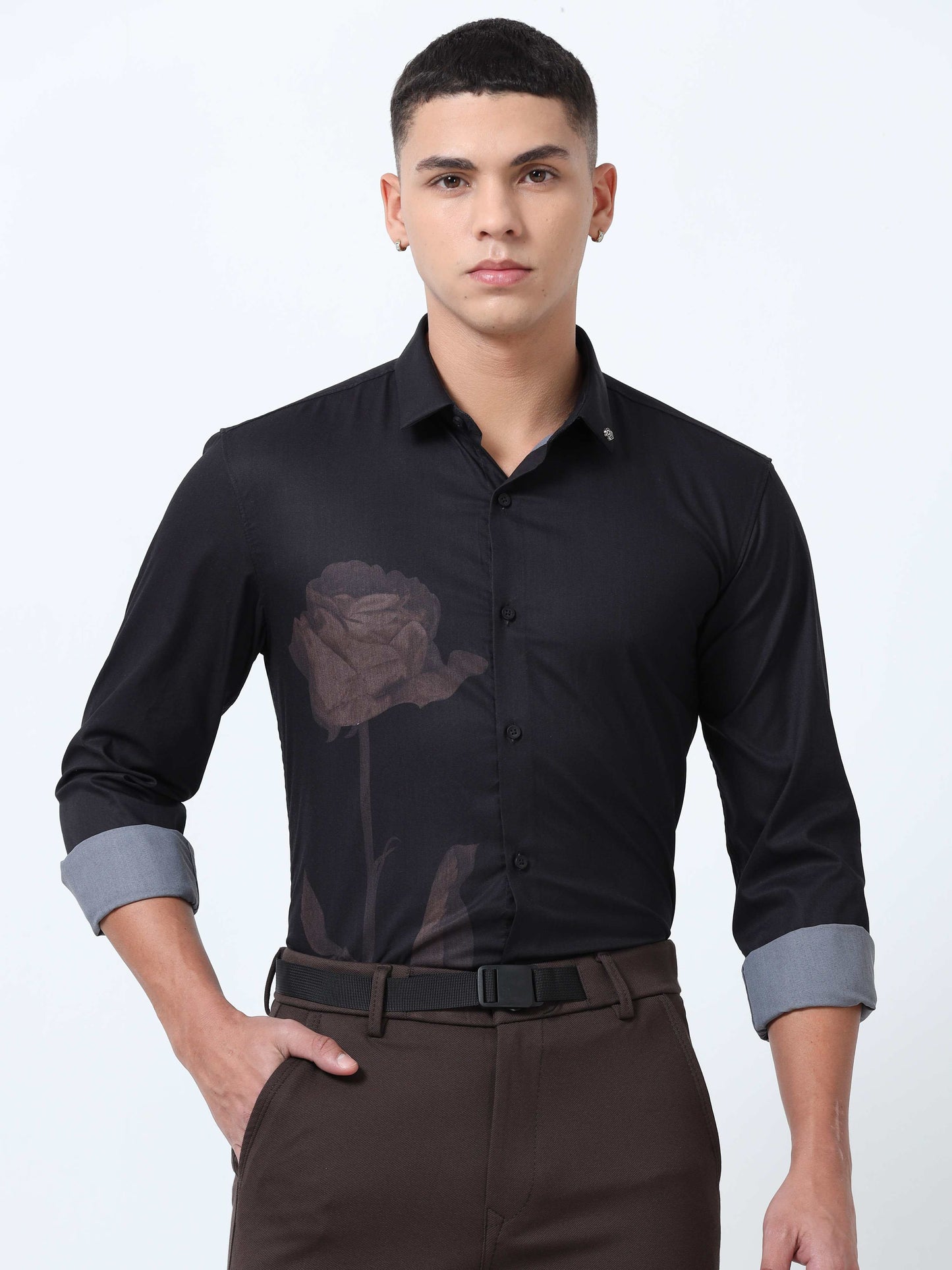 Mens black Printed Shirt