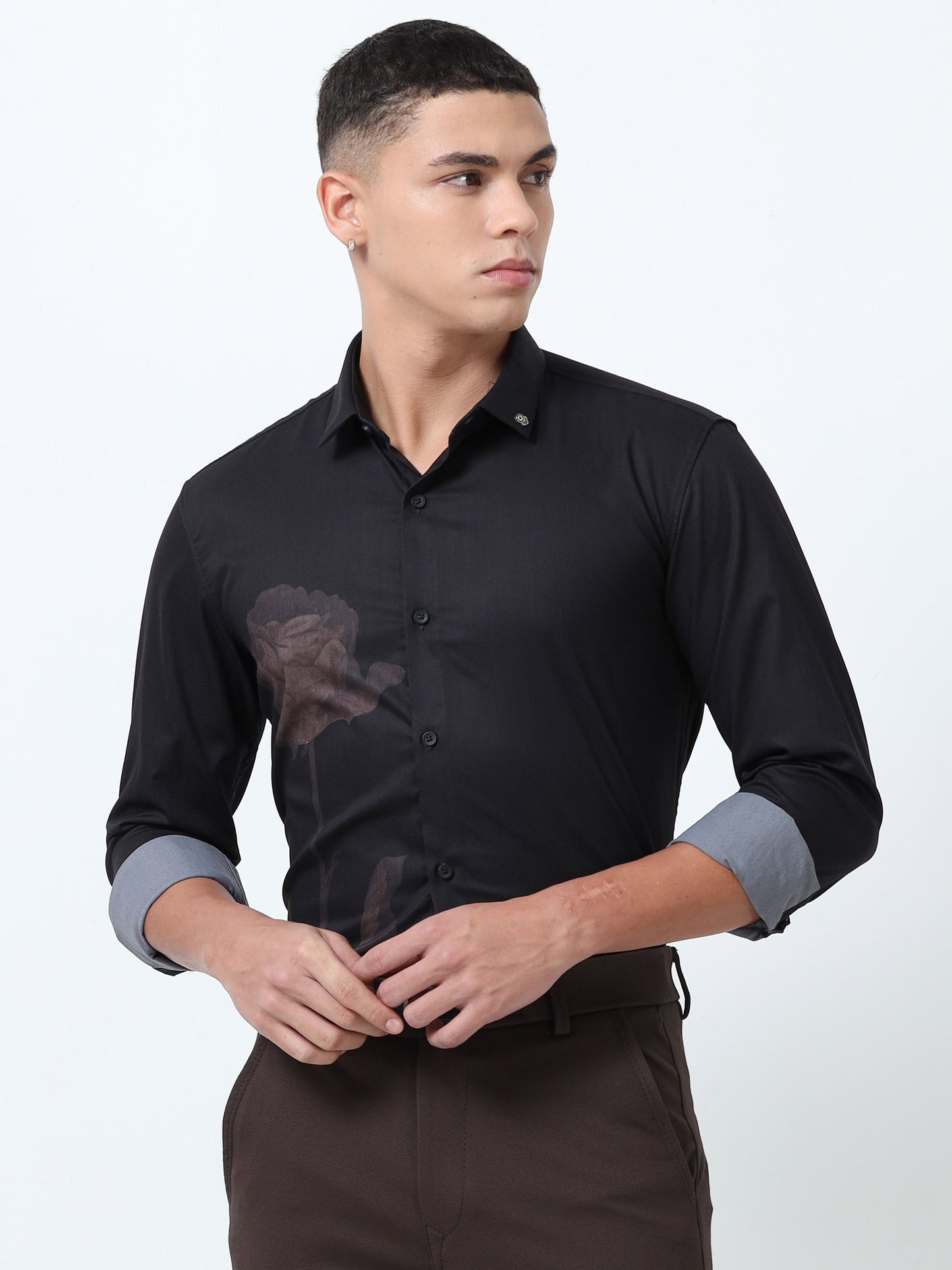 Mens black Printed Shirt