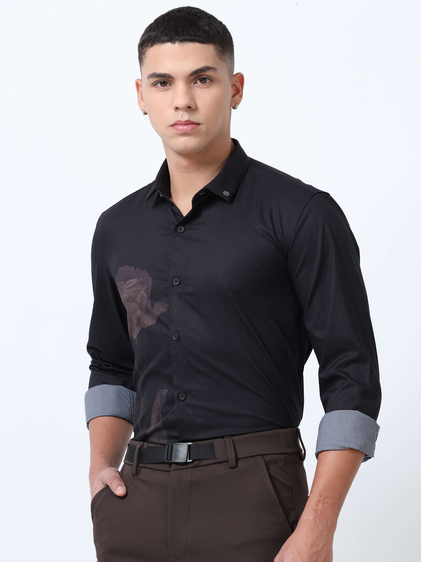 Mens black Printed Shirt