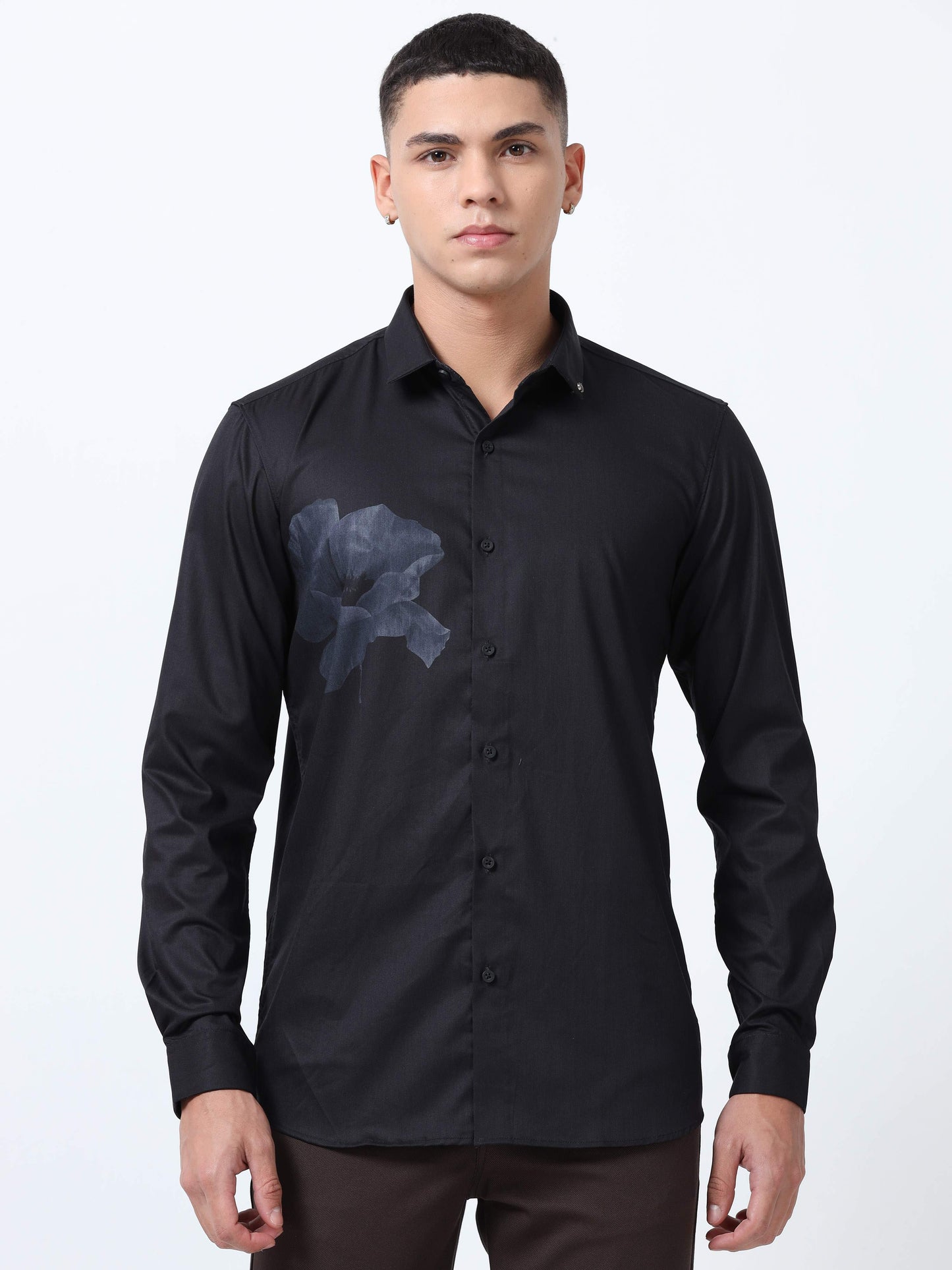 Men Charcoal Printed Shirt