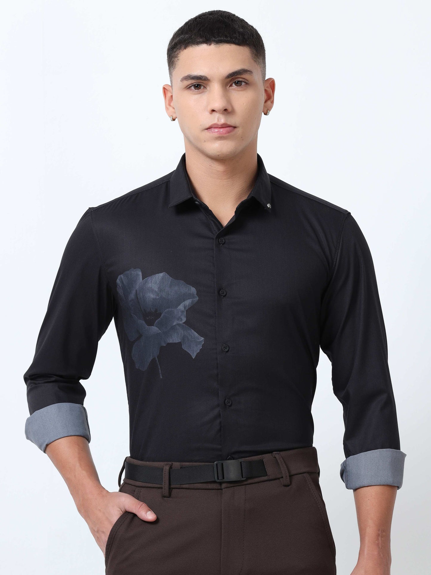 Men Charcoal Printed Shirt