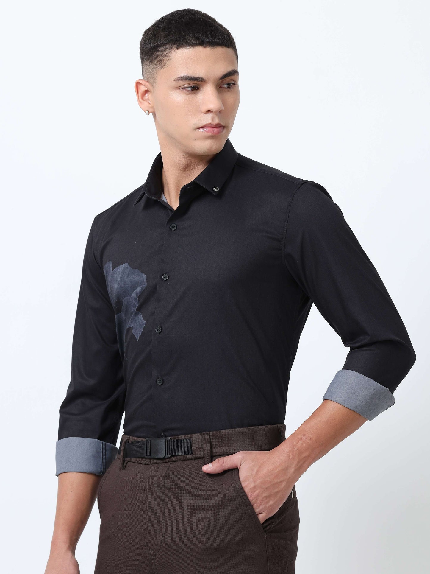 Men Charcoal Printed Shirt