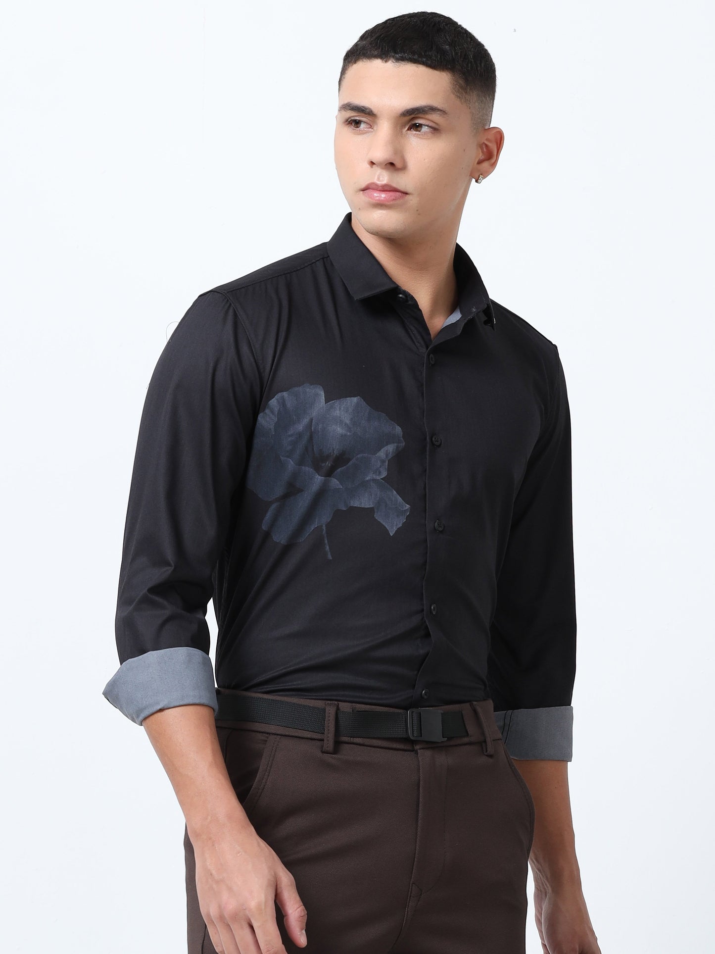 Men Charcoal Printed Shirt